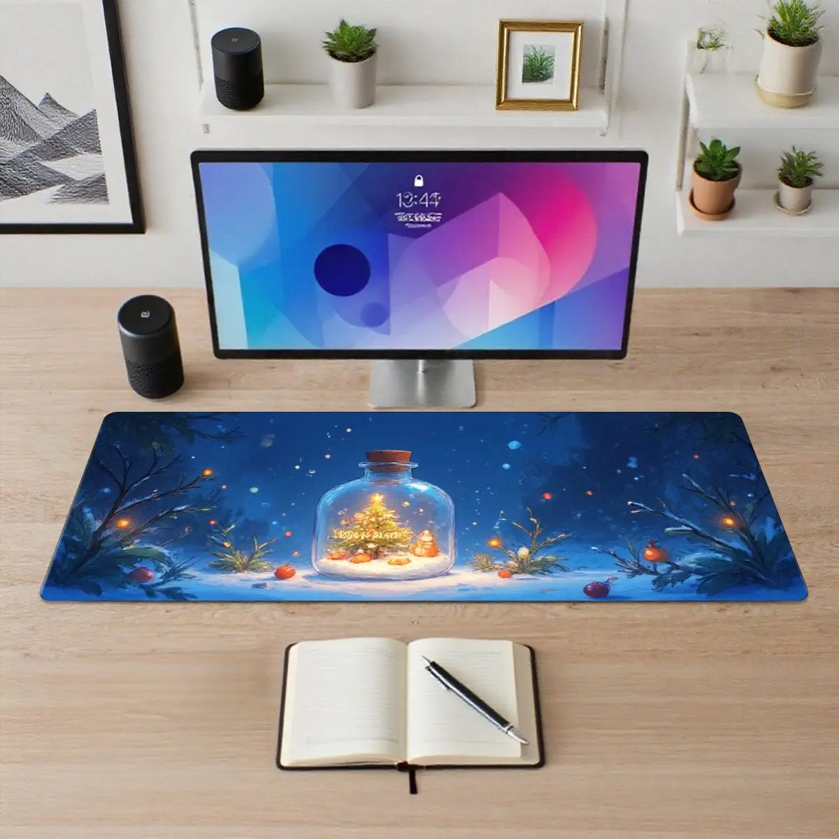 

Non-Slip Decorative Mouse Pad Glass Bottle Snow Scene Design for Office Gaming Warm Winter Vibe Great Gift for Christmas