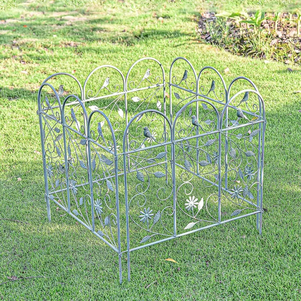 25 inch x 8 foot metal garden fence border, rustic style decorative garden fence animal barrier landscape edge iron fence board