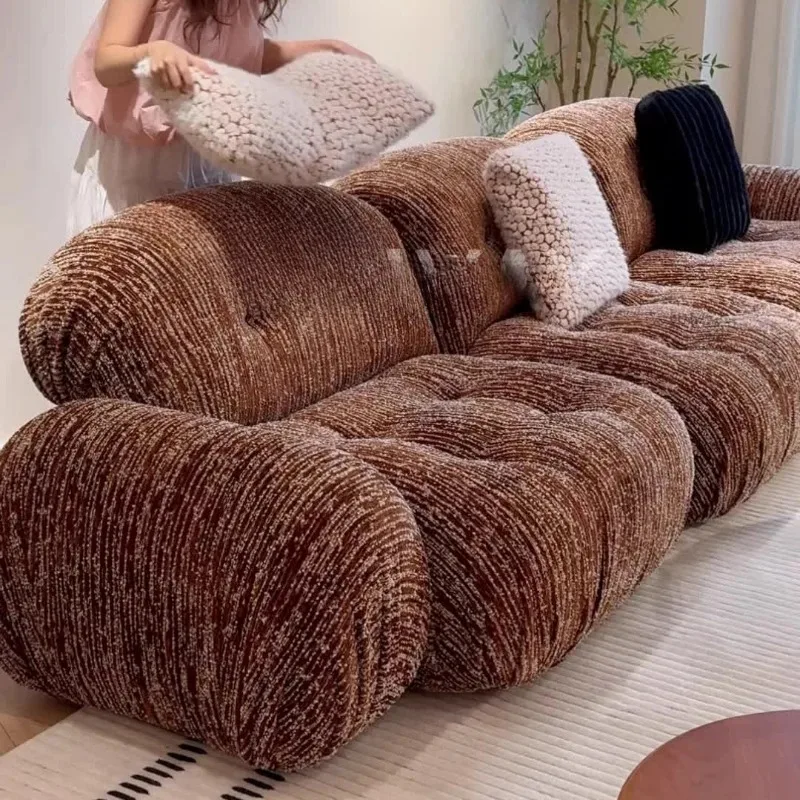 Sofa Italian minimalist style straight row 2025 new fabric living room Huanchen senior