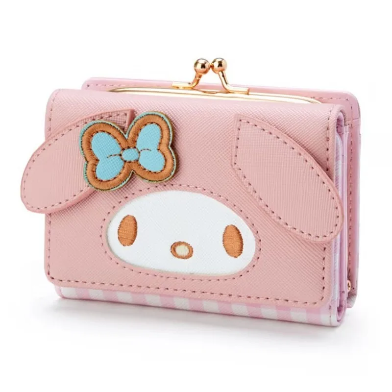 Sanrio Cinnamoroll Wallet Bag Casual Fashion Pu Leather Coin Purse Cute Kuromi My Melody Cute Folding Card Bags For Women Wallet