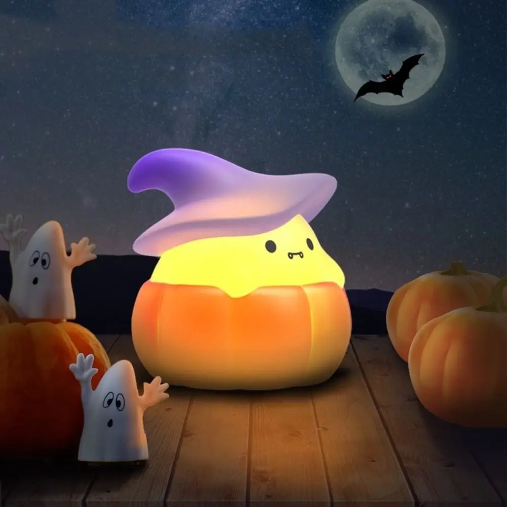 

New Cute Night Light Silicone Pumpkin Ghost Nursery Sleeping Lamp Halloween Gifts for Baby Child USB Rechargeable Table Lamp