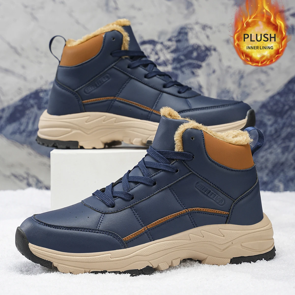 Herren-Sportschuhe in großen Größen mit Plüsch-Innenfutter, Outdoor-Wanderschuhe, bequeme, lässige, modische Trainingsschuhe für Paare – Detail 7