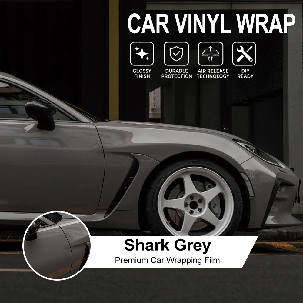 

Premium Shark Grey Car Vinyl Wrap Film for Car Motorcycle Full Body Color Change Air Release Sticker Tuning Accessories Kit