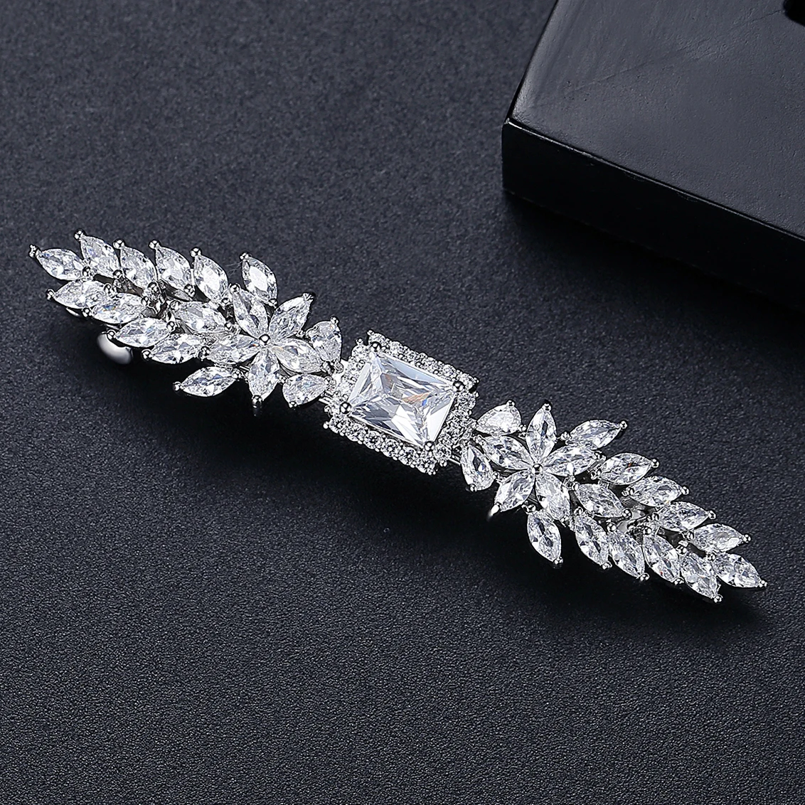 LUOTEEMI Fashion Wedding CZ Hair Clips Luxury Geometric Romantic AAA Cubic Zirconia Barrette for Women Bridal Fancy Jewelry Pins