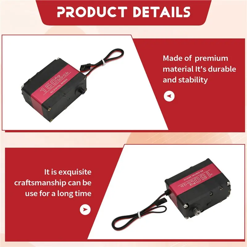 ABXE-5X 150KG 12V RDS51150 Double-Shaft Digital Metal Robotic Servo With U Mounting Bracket Waterproof 270 Degree