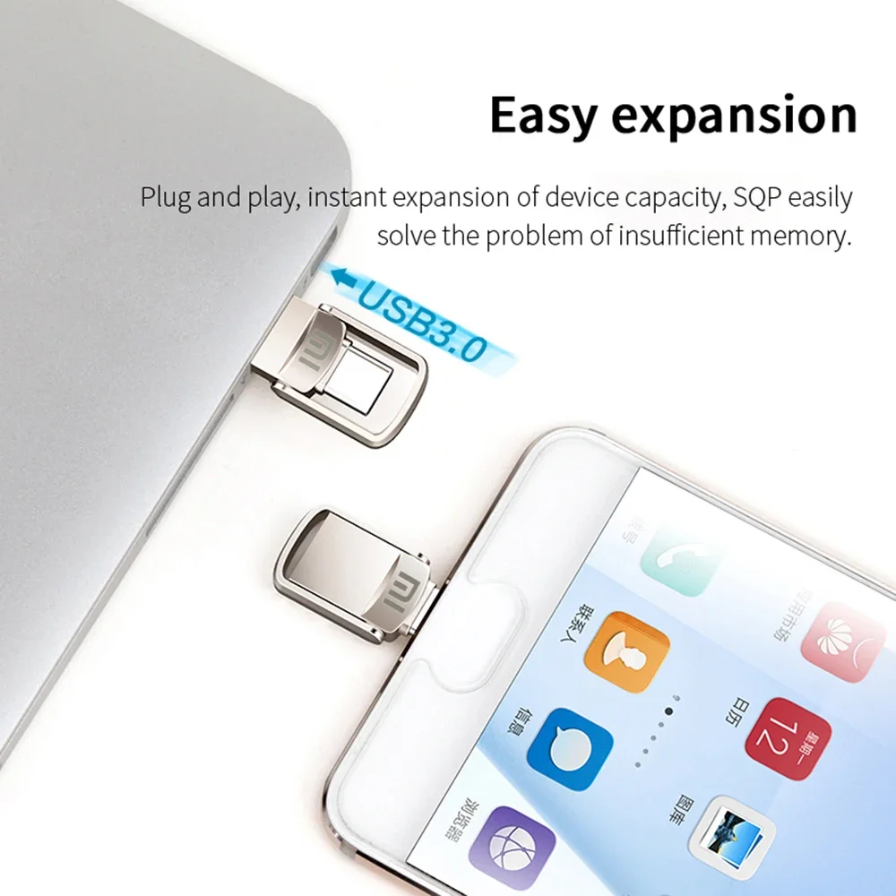 XIAOMI 2 ТБ Металлический флэш-накопитель 2 В 1 OTG 1 ТБ 512 ГБ USB-накопитель типа C 2 ТБ USB3.2 Флэш-накопитель Тип C для мобильного телефона ПК