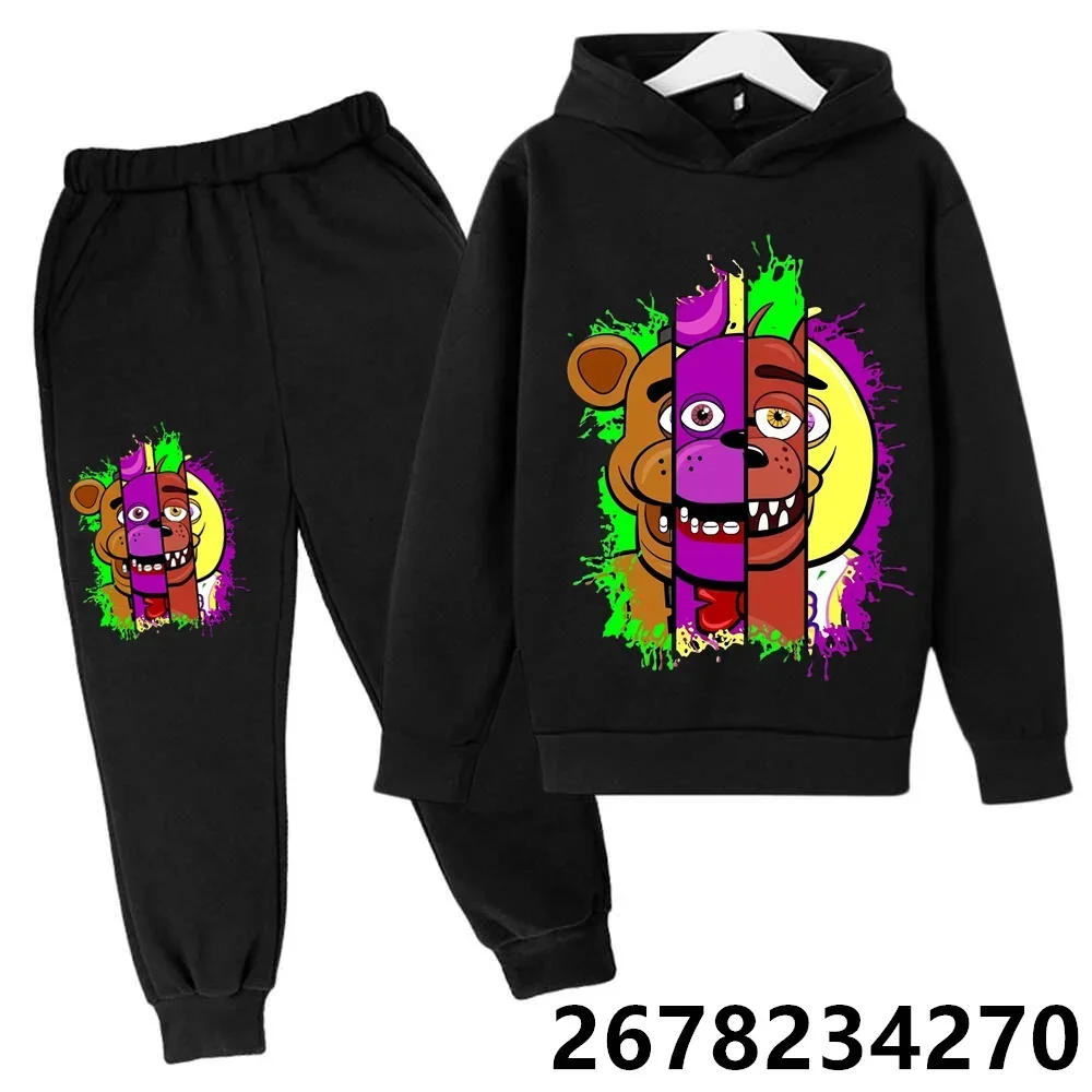 Kids Clothes Five Nights At Freddys Children Hooded Set Sweater Anime FNAF Hoodie Cartoon Long Sleeved Spring Autumn Sweatshirts