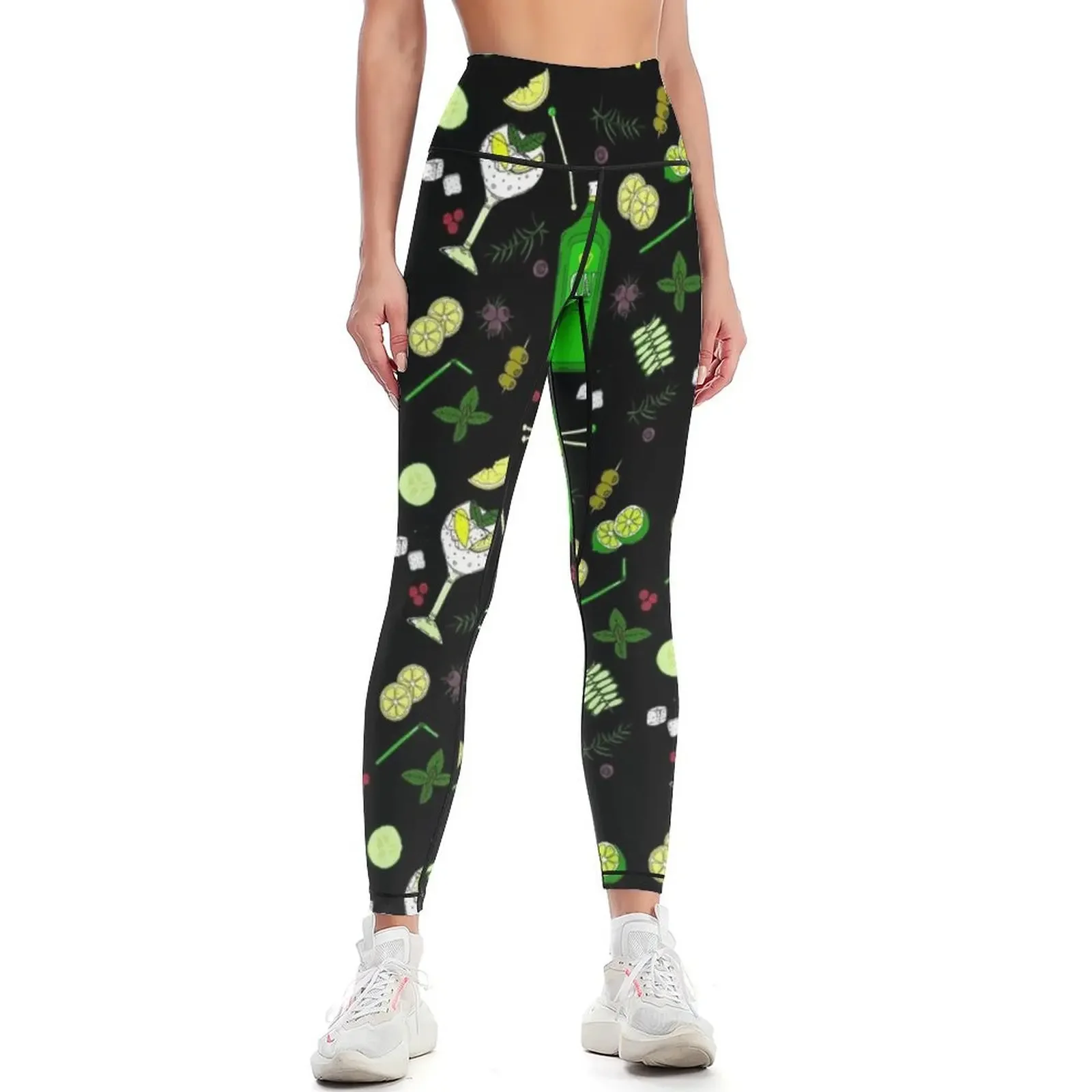 

Gin and Tonic Pattern Gin o'Clock Cocktails Leggings for fitness push up legging gym wear gym's sportswear Womens Leggings