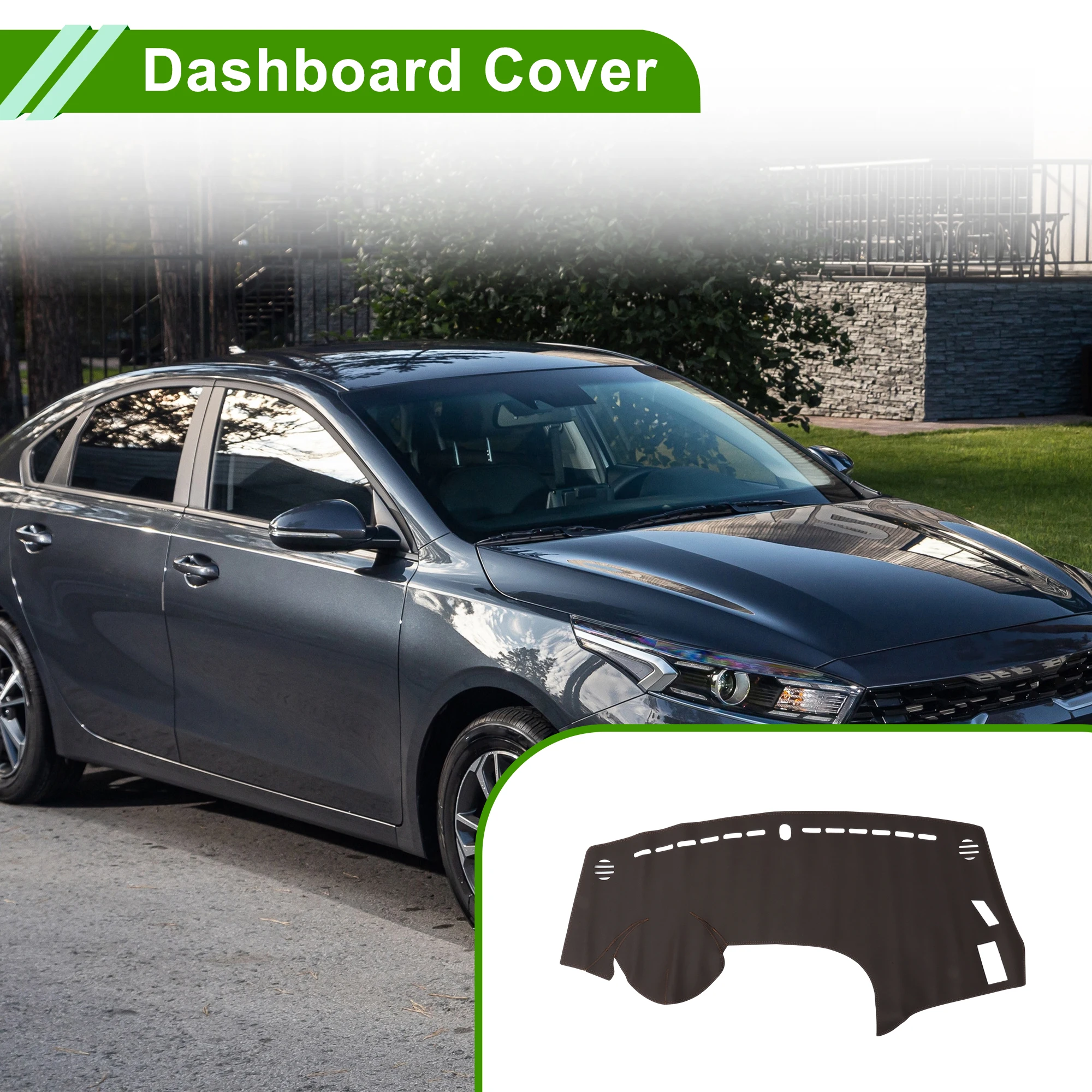 UXCELL Dash Cover for KIA K3 2013-2017 without Hud Dashboard Cover Leather Brown 1 pcs