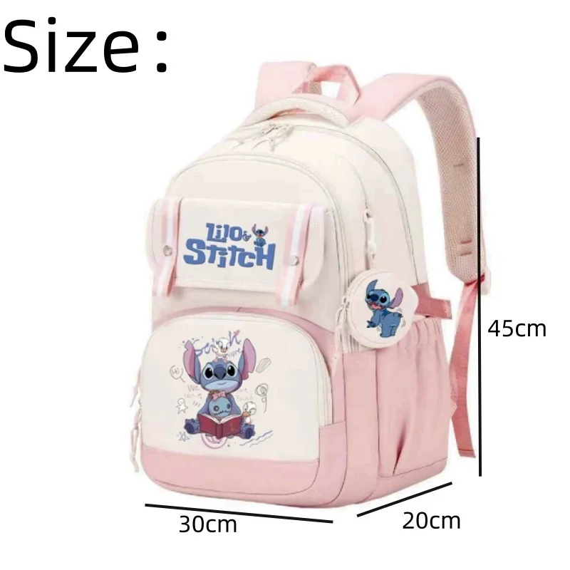 حقيبة ظهر Miniso Lilo Stitch اللطيفة للأطفال بسعة كبيرة حقائب كتب للطلاب المتوسطة من النايلون المقاوم للماء حقيبة مدرسية متعددة الاستخدامات هدية للأولاد والبنات