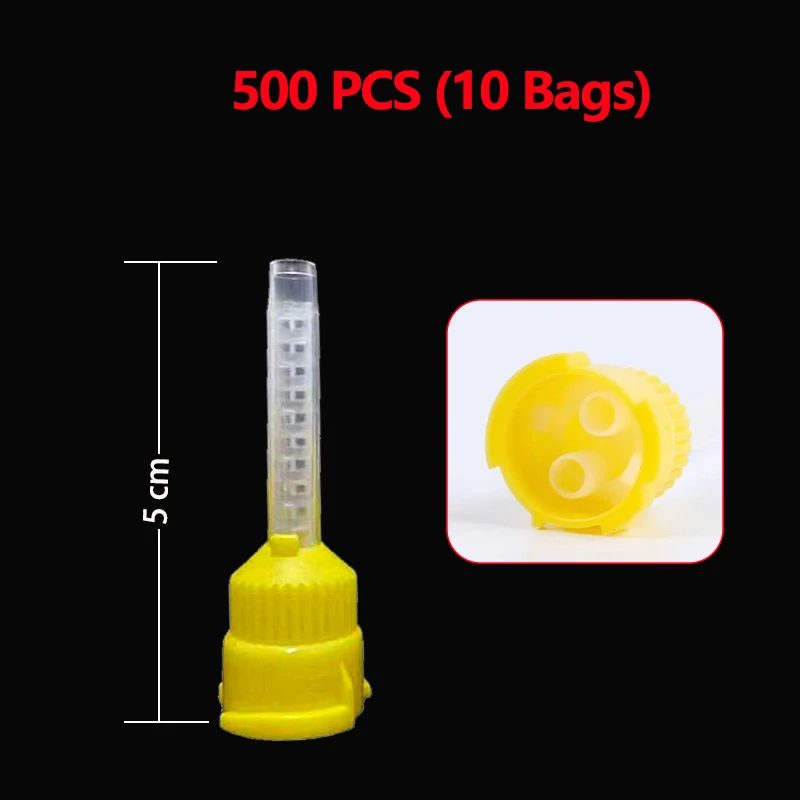 50/100PCS Tandheelkundige Mengtips Siliconen Rubber Mengtip Tandheelkundige Afdrukmaterialen Mengbuis Prothese Laboratorium Kleurbuizen