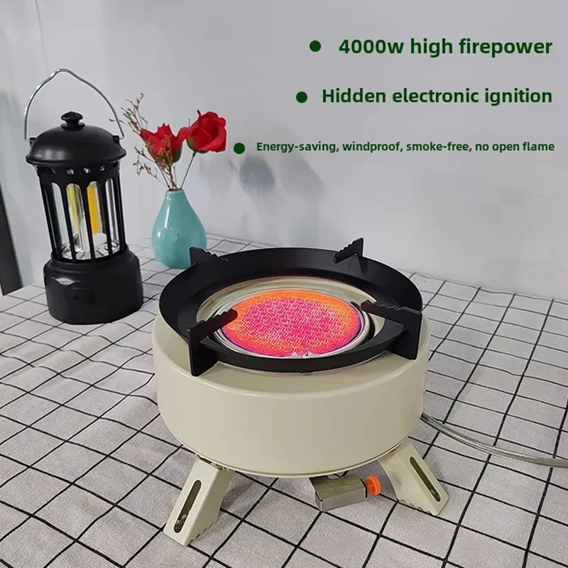 

Portable Stove for Camping,Outdoor Cooker with Infrared Heater, Picnic Cooking Set, Separable Furnace for Travel-AT35
