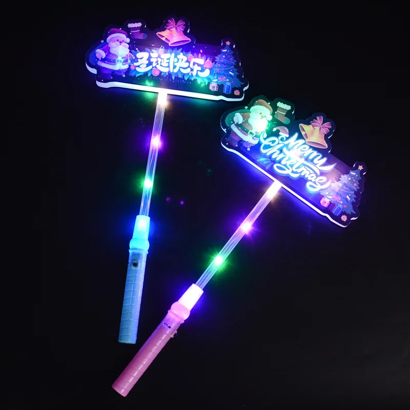 Merry Christmas Flashing Luminous Stick LED Old Man Snowman Handheld Glow Sticks Birthday Party Atmosphere Props Light Up Toys