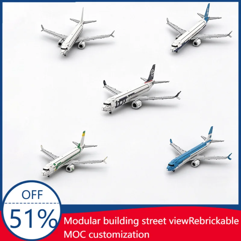 

MOC Boeing 737 Max 8 Blank Passenger Airplane Aircraft Model Building Blocks DIY Assembly Educational Toy Birthday Gift For Kids