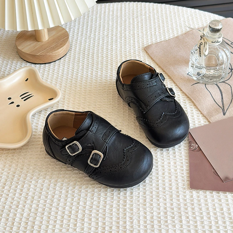

2025 Children Casual Leather Shoes for Girls Boys Autumn New Fashion Britain Style Soft Bottom Anti-slippery Versatile Shoes