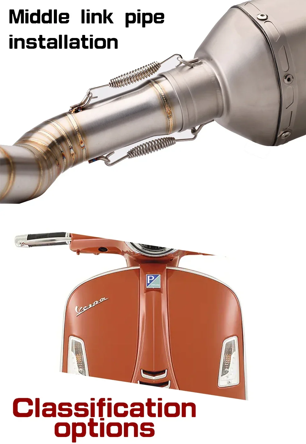 For vespa GTS300 Motorcycle System Escape Slip On Front Tube Link Pipe Connect Original full Motorcycle Exhaust Syst