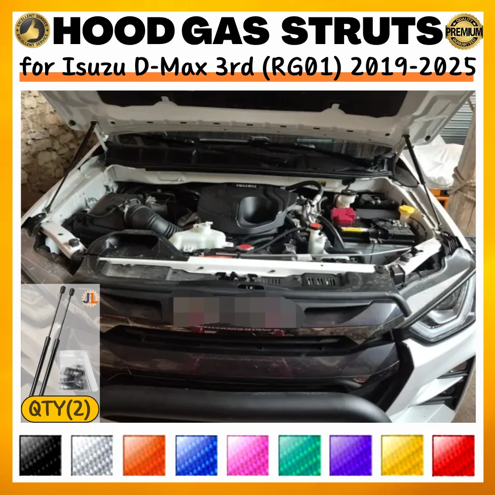 

Qty(2) Hood Struts for Isuzu D-Max 3rd (RG01) 2019-2025 Front Bonnet Modify Gas Springs Shock Absorber Lift Supports Dampers