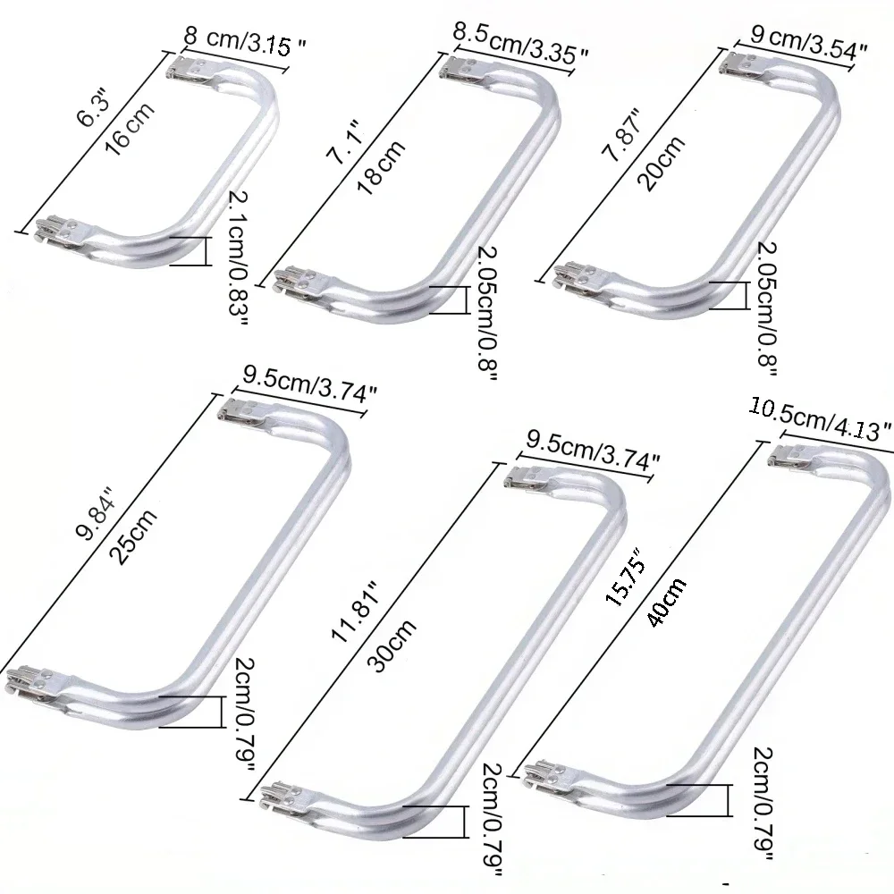 4PCS Handbag Repair Accessories Bag Frame Set Aluminum Tube Handles 16mm-40mm 3 Colors Metal Clutch Parts for Purse Doctor
