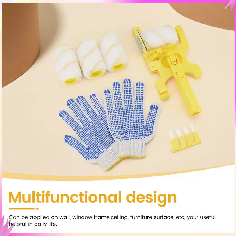 B50C 11Pcs Paint Roller Brush Set Multifunctional Hand-Held Clean-Cut Paint Edger Roller Brush Portable Home Improvement Tool