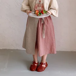 Children Clothing Girls Skirt Korean Style 2025 Spring and Summer New Patchwork Skirt Baby Plaid Princess Sweet Casual Skirt