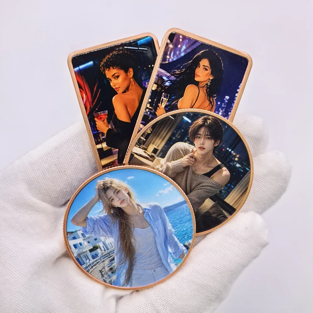 Urban Fashion Male Female Character 20 Types 1 OZ .999 Pure Copper Collectible Bar Color Printed Non-magnetic Metal Coin Gift