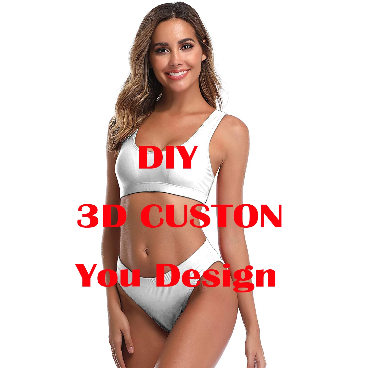 Drop Shipping Vip Link Tops Diy Girl High-Taille Bikini Premium 3d Geprinte Uniqe Strand Zomer Zwemkleding