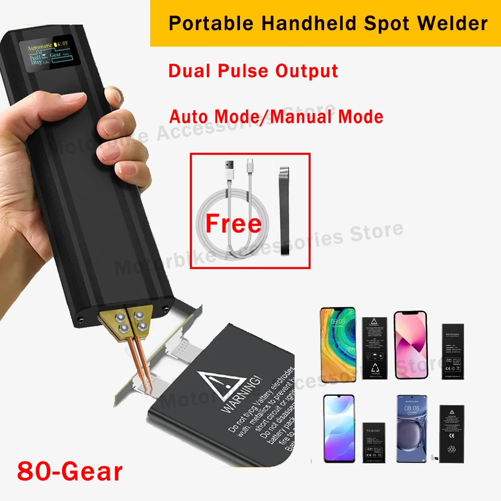 

80 Gears Portable Handheld Spot Welder Adjustable Digital Display Mini Spot Welding Machine Automatic Trigger for 18650 Battery