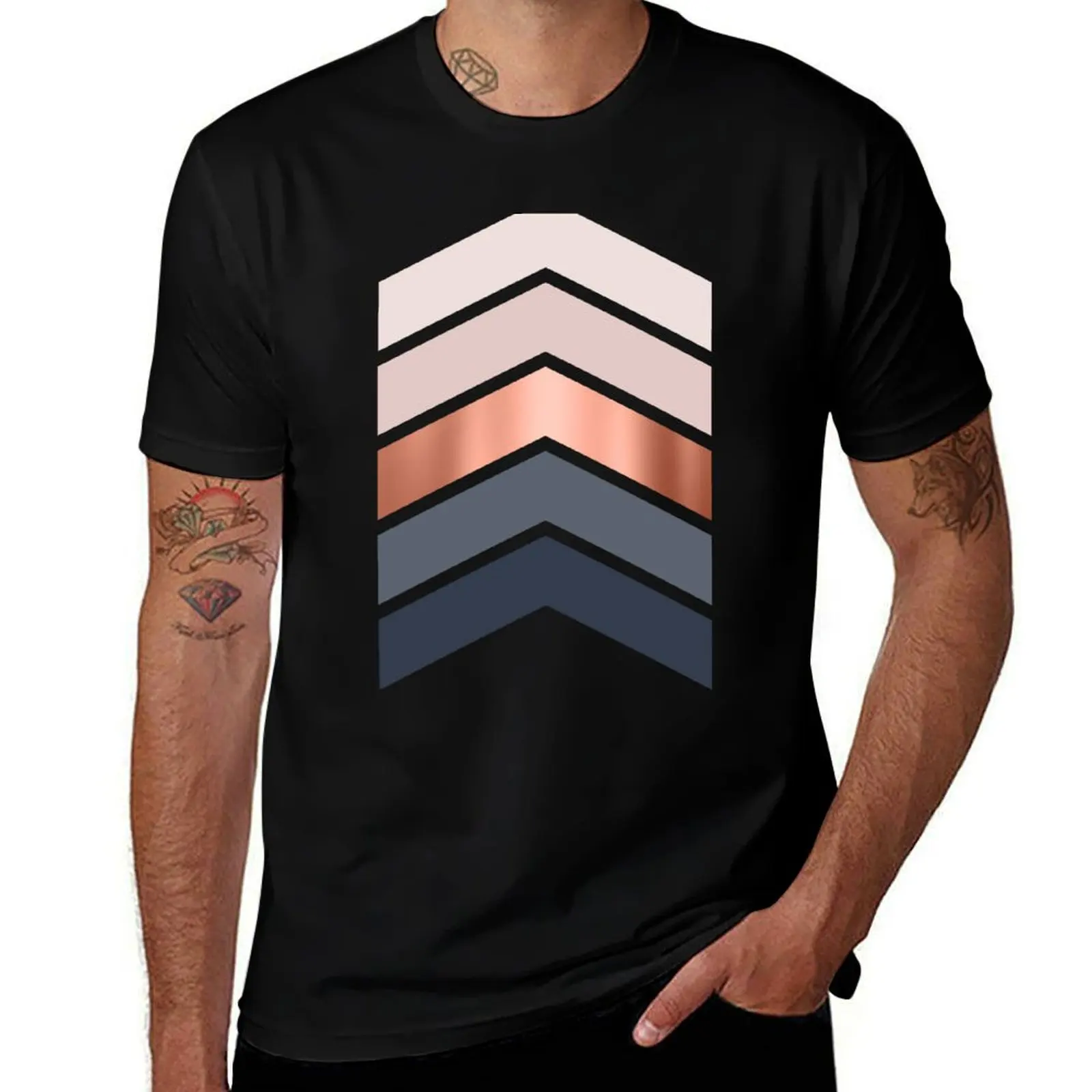 

Chevrons in blush, navy and copper T-Shirt street wear summer 2025 funny shirt cotton funny meme t-shirts tee shirts for men