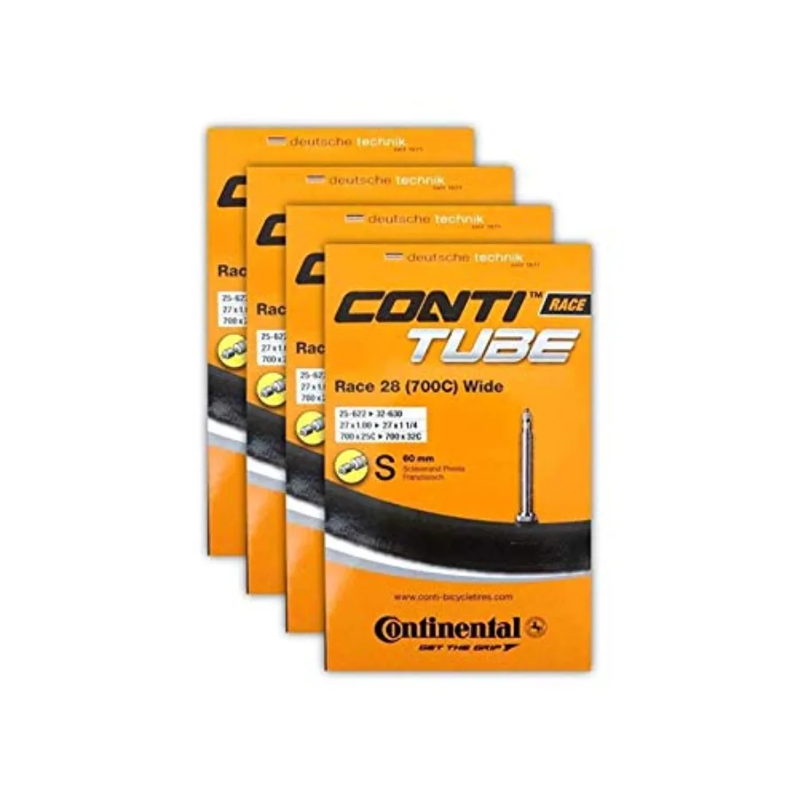 

Race 28 700x25-32c Bicycle Inner Tube Bundle - 60mm Presta Valve - 4 Pack w/ Conti Sticker