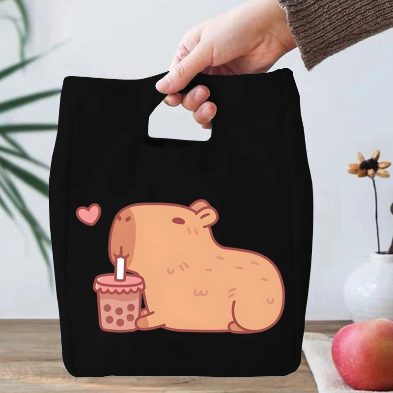 Fashion Cartoon Capybara Lunch Bags for Women Kids Large Capacity Picnic Food Thermal Portable Outdoor Office Unisex Lunch Bag