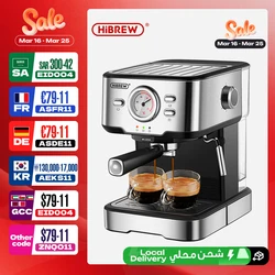 Macchina da caffè HiBREW Cafetera 20 Bar Espresso inox Semi automatica Espresso Cappuccino Display temperatura vapore acqua calda H5