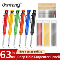 Reuseable Deep Hole Long Head Markers Pen Pencils Solid Carpenter 3 Colors Refill Construction Job Tools Carpentry Scriber