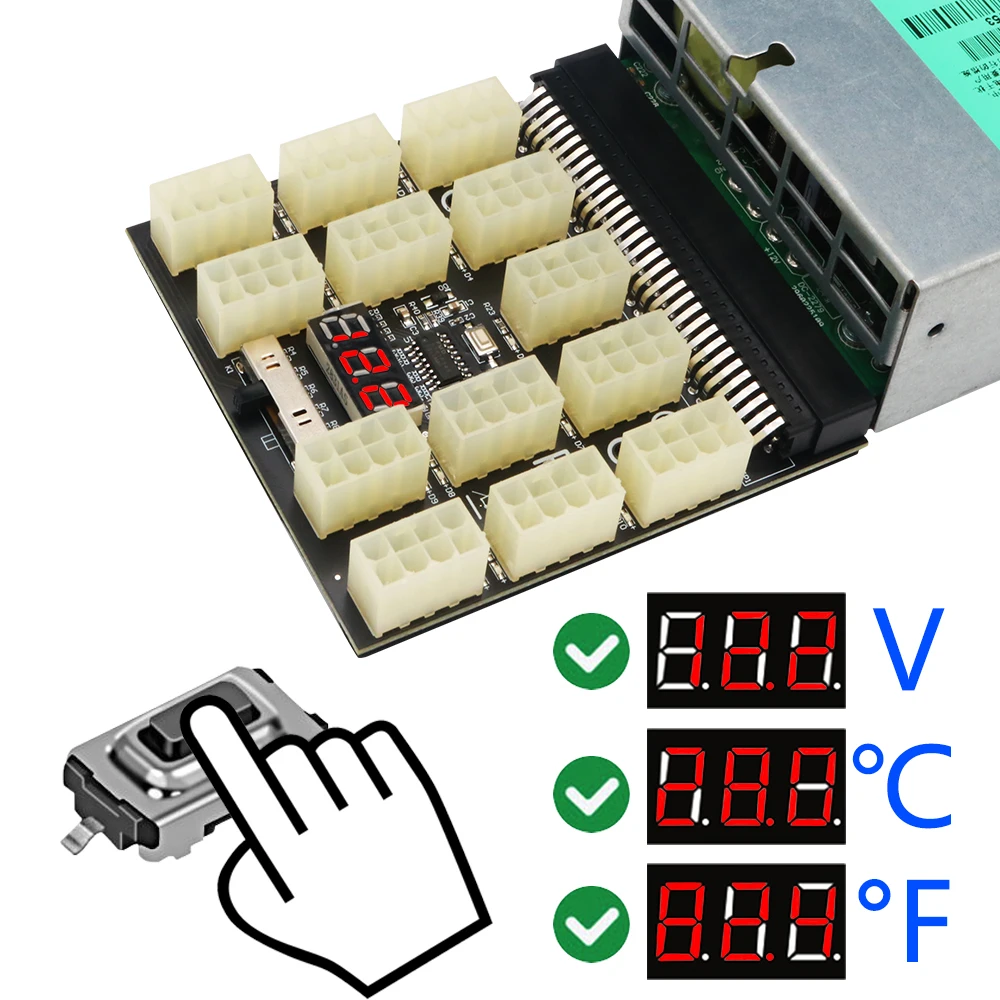 Atx 13x 6/8Pin Voeding Breakout Board Adapter Converter 12V Met Spanning En Temperatuur Digitale Display Voor ethereum Btc