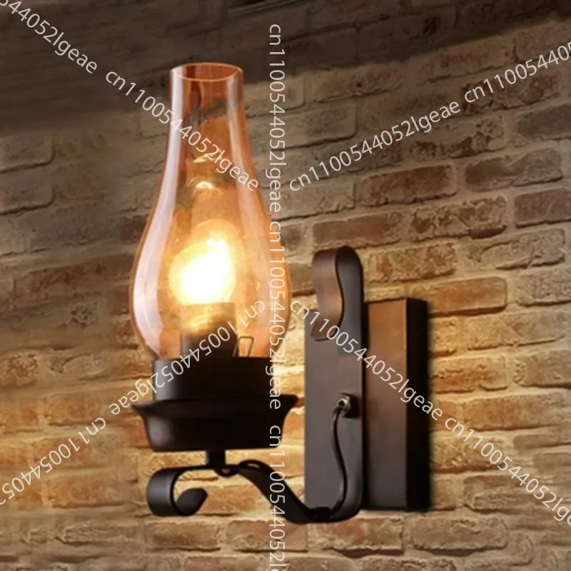 Industrial style farmhouse wall lamp, style wall lamp with clear glass shade, suitable for bedrooms, bedside tables