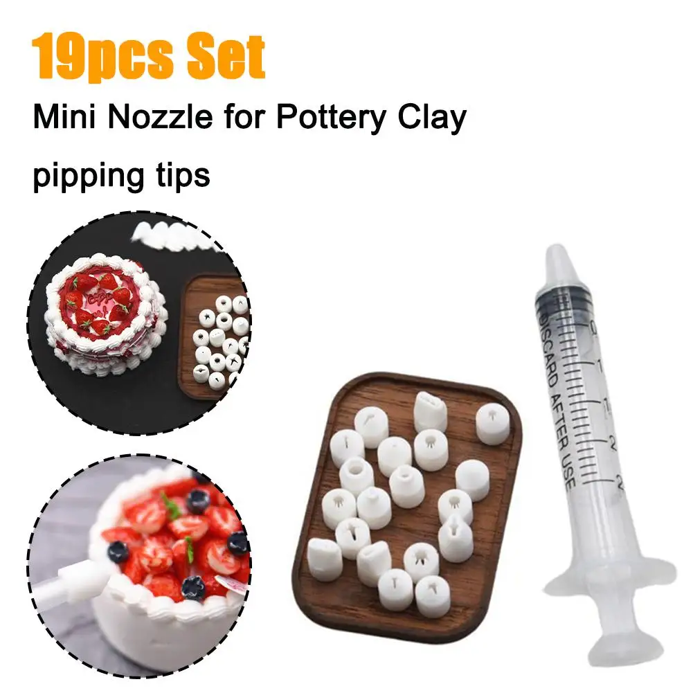 19Pcs DIY Mini Cake Decoration Tip Cream Glue 3D Syringe Decoration Tip Cream Jam Play Cake Food Tip Making Soil Tool J5Y6