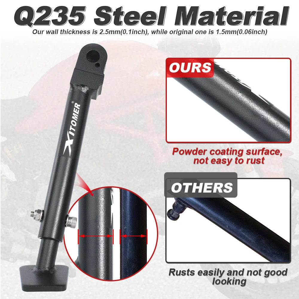 Motorcycle Adjustable Kickstand Side Stand For Ducati Monster 1200 S/25 Anniversario 821 Stealth/Dark Diavel 1260/S/Lamborghini