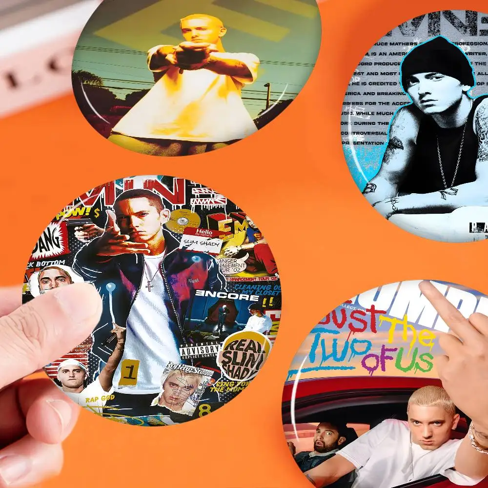 Rapper E-Eminem Photo Brooches Creative Round Badge Gifts Pins 32/44/58mm