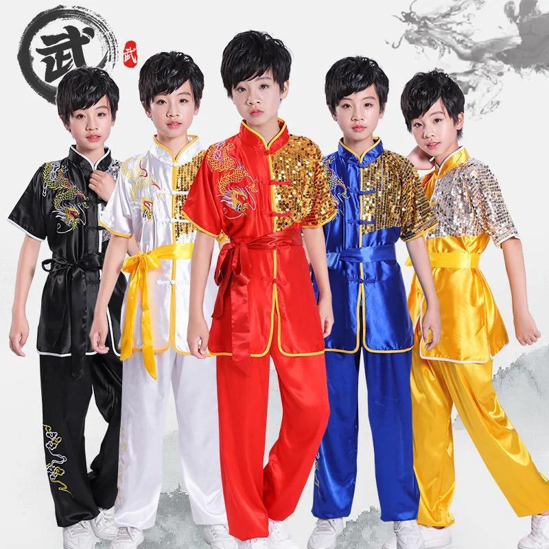 صبي تاي تشي زي فتاة الووشو البدلة أداء الاطفال الكونغ فو فنون الدفاع عن النفس موحدة الأطفال مرحلة الرقص الملابس التناغ التقليدية #1