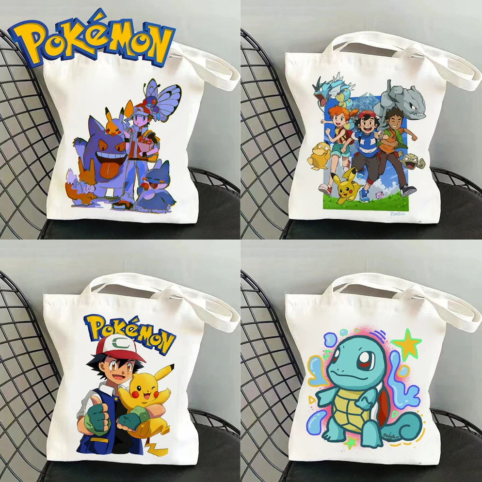 pokemon-anime-impressao-senhora-bolsa-de-ombro-kris-perseguicao-casual-tote-eco-pikachu-arceus-grande-capacidade-viagem-compras-mochila