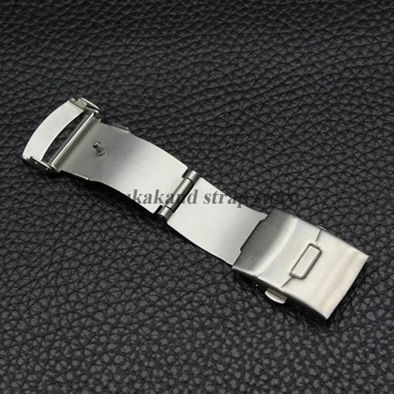الفضة الفولاذ المقاوم للصدأ للطي مشبك ل Seiko حزام (استيك) ساعة 18 مللي متر 20 مللي متر 22 مللي متر 24 مللي متر المشبك مزدوجة دفع زر مشبك ساعة اكسسوارات #3