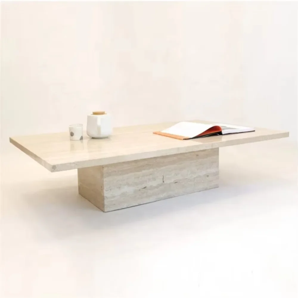 Outdoor Luxury Home Oval Modern Marble Coofee Table Living Room Low Height Tea Table Stone Carved Round Travertine Coffee Table
