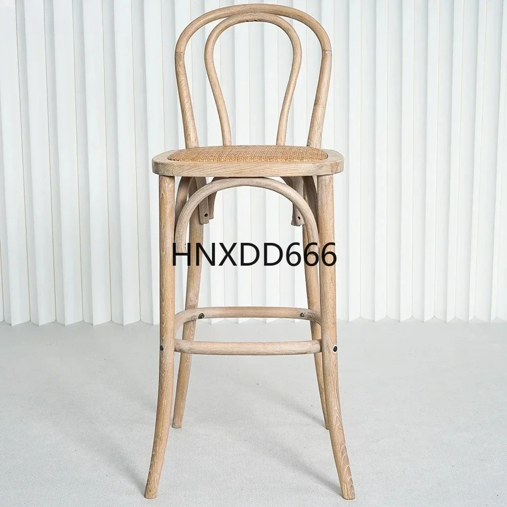 Antique Stackable High Bar Stool Rattan Seat Counter Thonet Chair Dining Restaurant Cafe