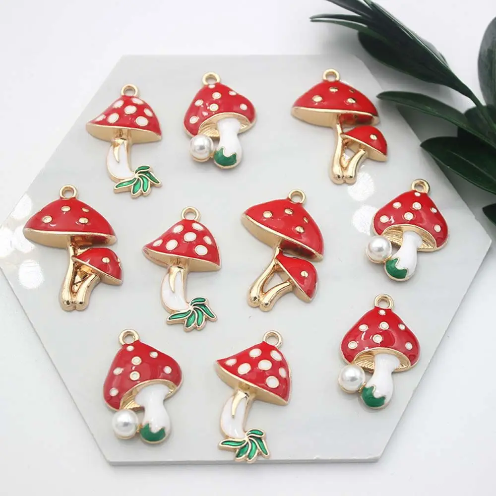 10pcs Metal Enamel Vegetable Mushroom Charms for Bracelet Jewelry Making DIY Earrings Pendant Necklace Accessories