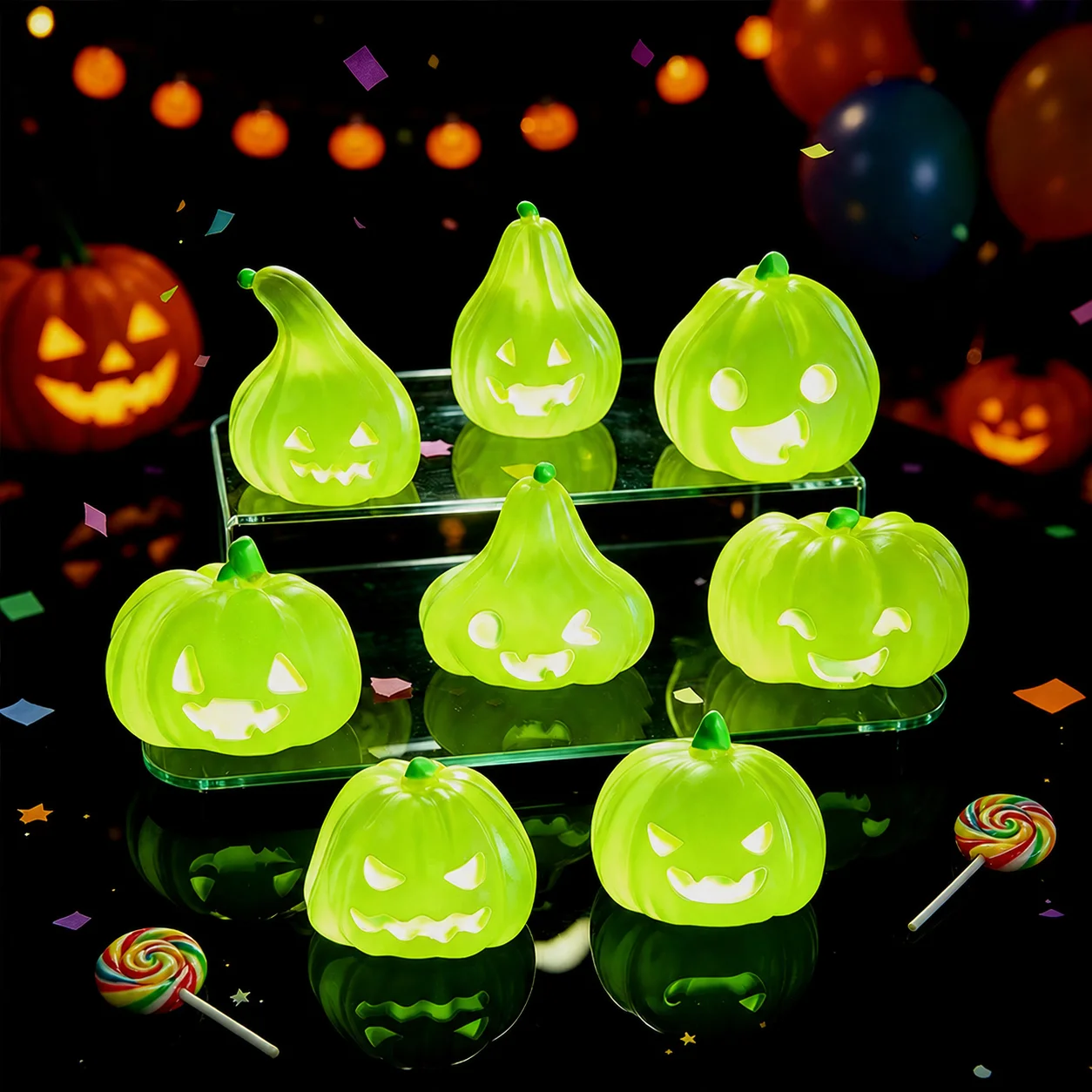 Halloween DIY Decoration Mini Glow In The Dark Pumpkin Ornaments Resin Halloween Decorative Ornament Compact For Room Decoration