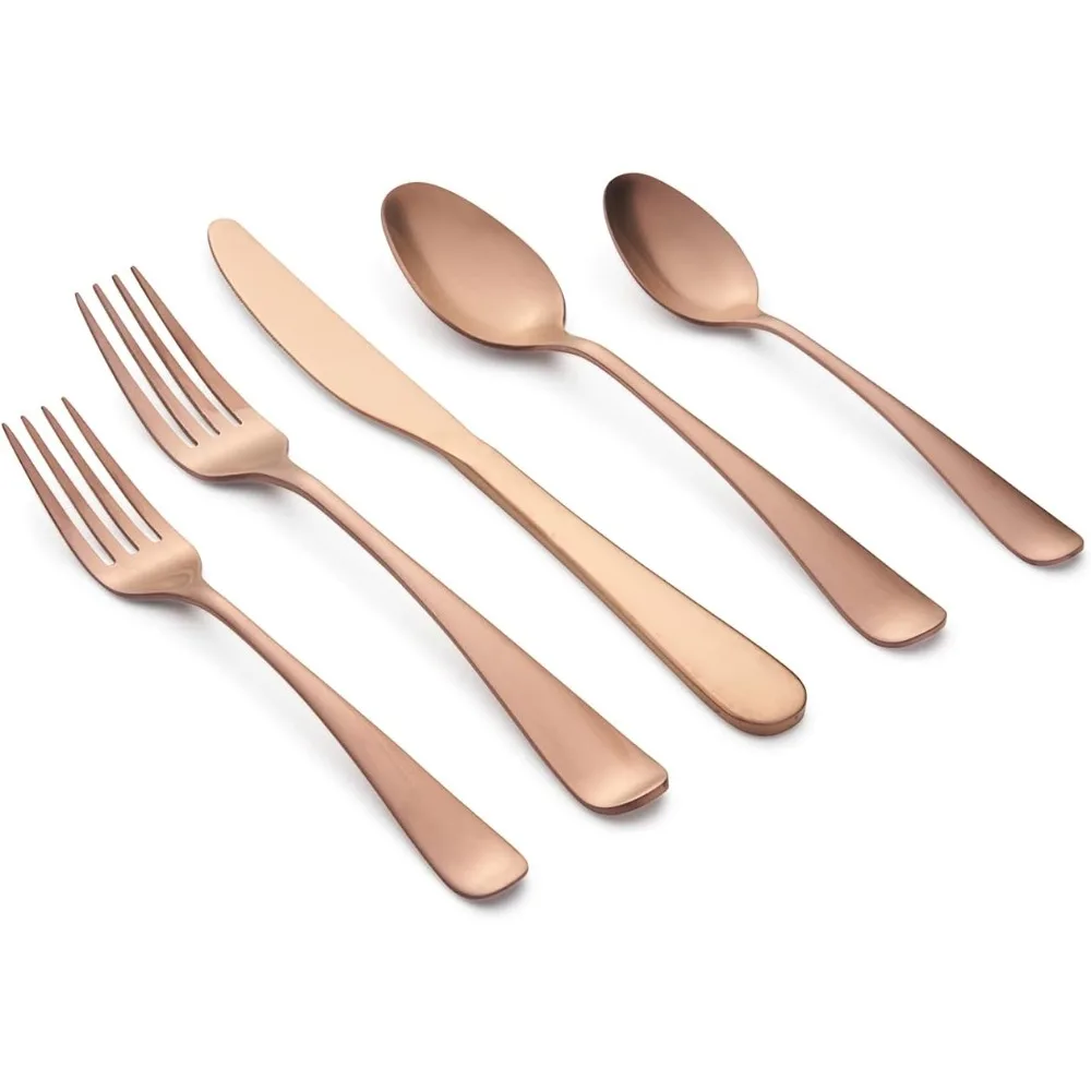 

Набор из 20 атласных столовых приборов медного тона для четырех предметов