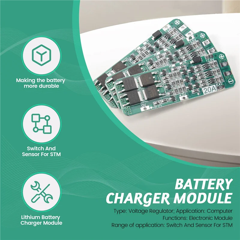 

ABAH-10 шт. 3S 20A BMS 18650 Модуль зарядного устройства для литиевой батареи BMS Защитная плата PCB 11,1 В 12 В 12,6 В Модуль