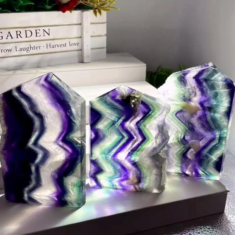 Obélisque en Fluorite Naturelle, Pointe de Cristal Brut, Pierre Arc-en-ciel, Décoration d'Intérieur, Guérison des Chakras, Méditation, Spécimen, Cadeau Spirituel
