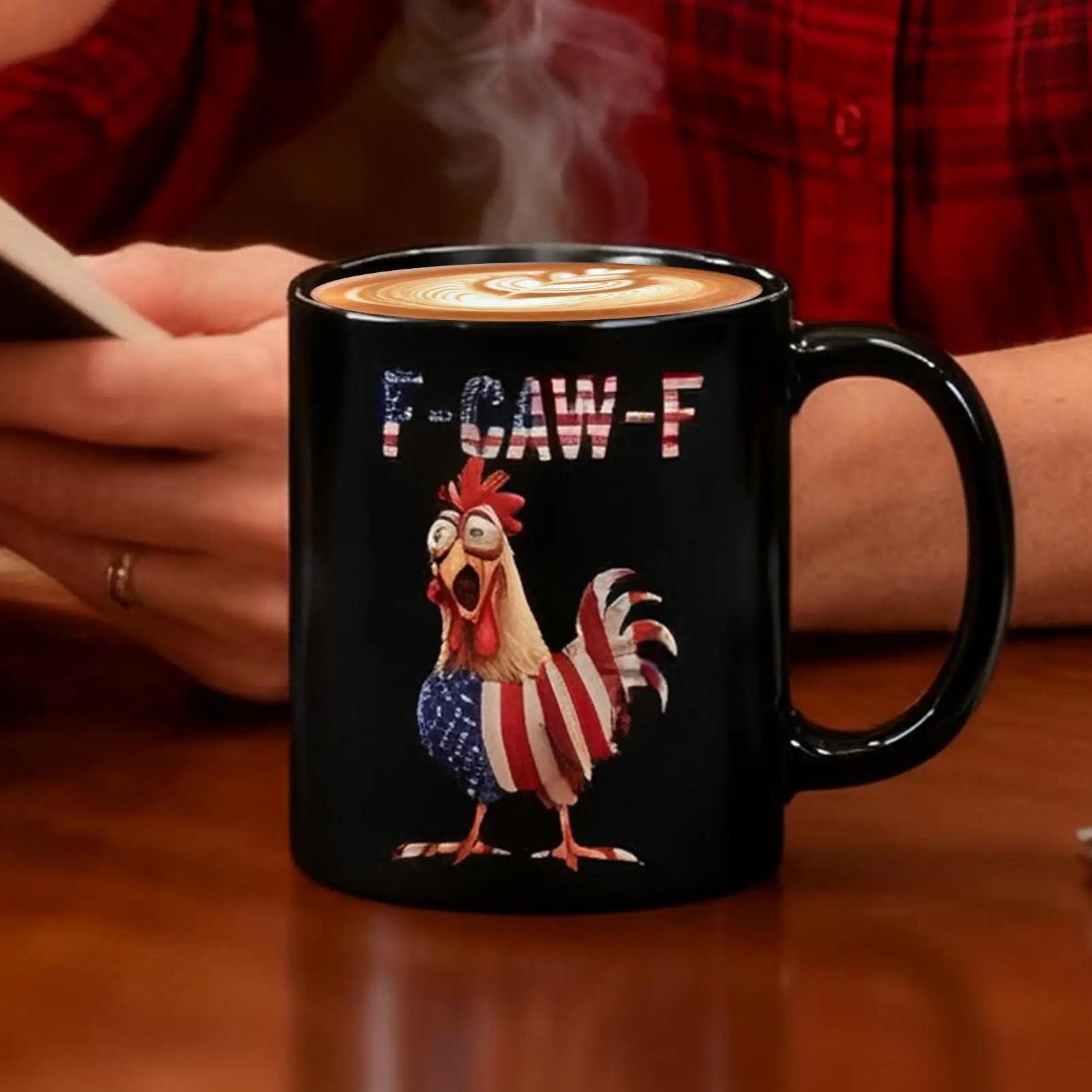 Taza divertida de pollo de 12oz con bandera de EE. UU., tazas de cerámica para pollo, vajilla segura para microondas, taza novedosa para leche, café, té, cacao caliente y frío