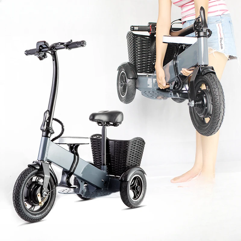 Parent-child folding electric car ultra-light portable tricycle female elderly small car with baby instead of walking battery 12