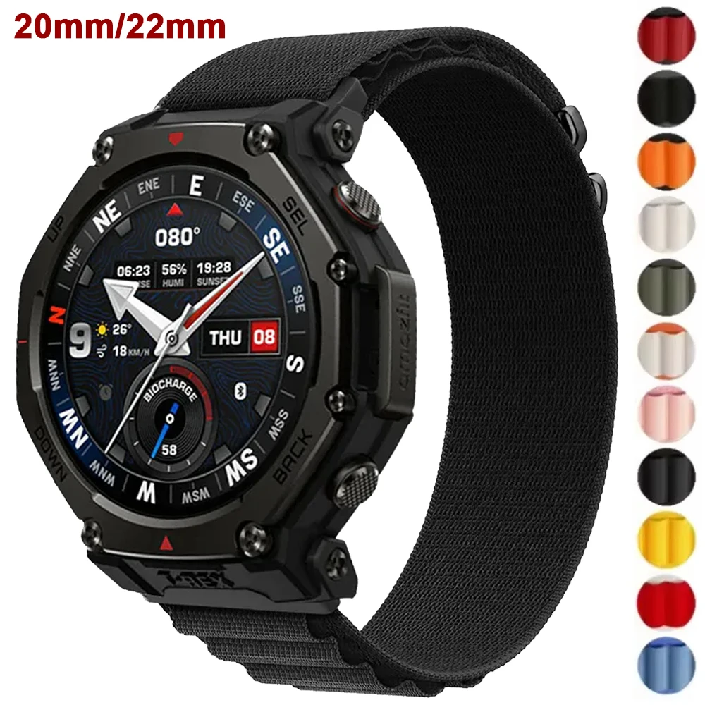 22mm 20mm Alpine Nylon-Armband für Amazfit T-Rex3 Pro 48mm 44mm/Balance 2 1, weich, atmungsaktiv, für Amazfit Active 2, Gürtelzubehör